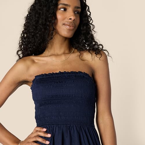 Amazon Essentials Womens Regular-Fit Cotton Sateen Smocked Bodice Short Dress - Image 5