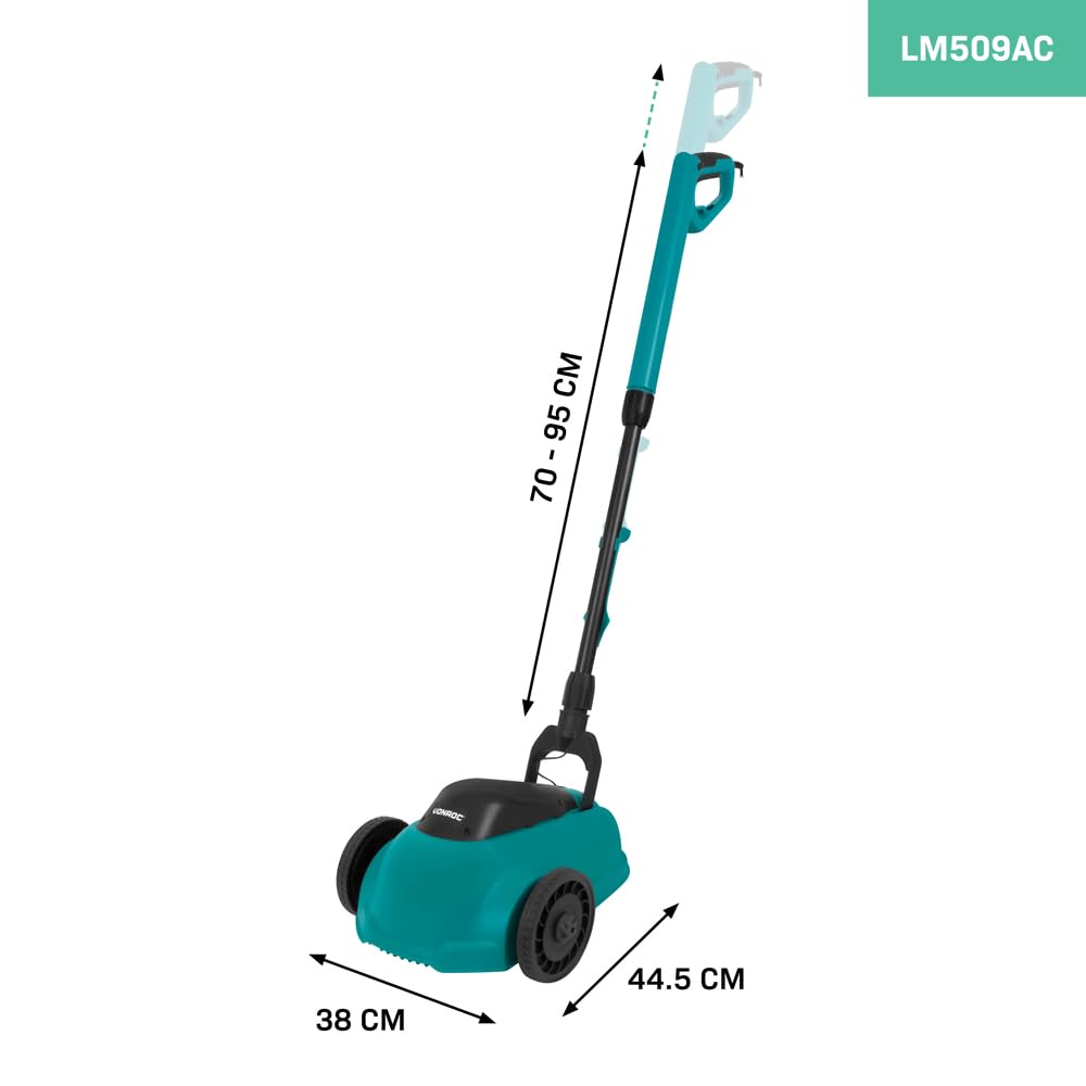 VONROC Mini cortacésped - 350 W - 22 cm - Corte y molienda en uno