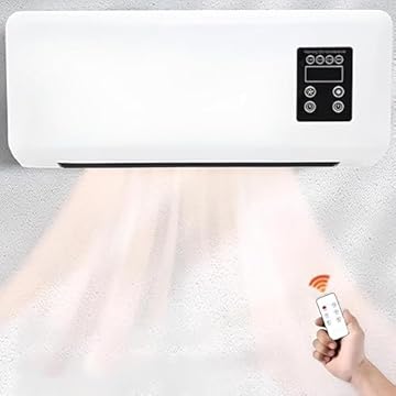 Mini Ventilador, Resfriador e Aquecedor Portátil de 1800 W - Mini Ventilador, Resfriador e Aquecedor 3 em 1 montado na parede - Mini Ventilador, Resfriador e Aquecedor Bivolt com Controle Remoto
