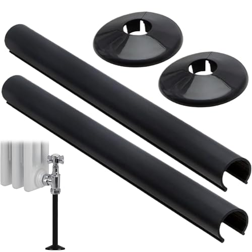 4PCS Radiator Pipe Covers Sturdy and Durable Not Lose Color Black Radiator Cover Easy to Install and Remove Versatile Usage Radiator Cover Black for Finishing and Protecting Exposed Pipe Holes