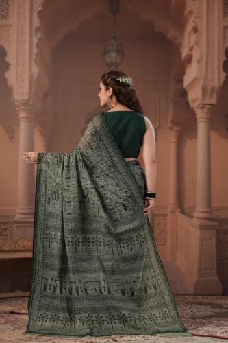 Image of TAMAIRA FASHION Off White Mulmul Pure Cotton Saree For Woman Warli Printed|Office Wear Daily Wear Sarees For Women Without Blouse Piece (Available in 21 Colours)