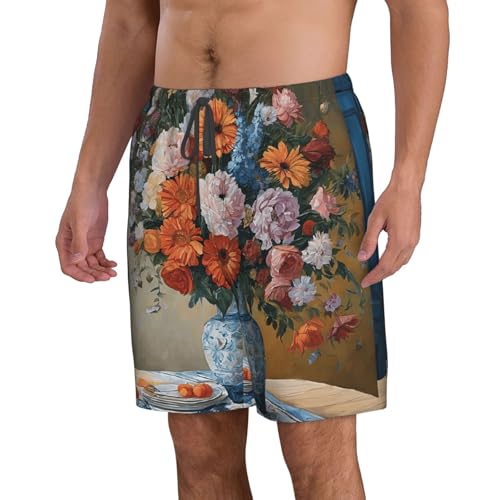 Flower Diamond Painting Men's Quick Dry Beach Shorts Swim Trunks with Pockets Board Shorts2