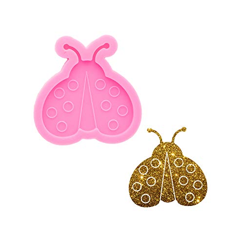 Moldes brillantes de resina con forma de mariquita de silicona para manualidades de epoxi, moldes de llavero de silicona, moldes de arcilla polimérica para hacer joyas de bricolaje