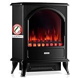KAMINIO Camino elettrico Leni - Stufa elettrica con riscaldamento, effetto fiamma 3D (Nero...