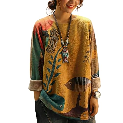 Image of Women's Oversized Graphic Print Knit Pullover Sweater