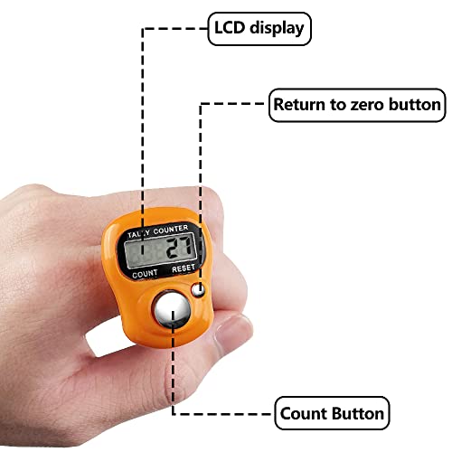 Gvolatee 5 Stück Fingerzähler, Finger Counter Clicker Reihenzähler Mini Handzähler,5 Digit LCD-Display für Inventur, Sport, Marketing, Flugzeug, Golf (Zufällige Farbe)