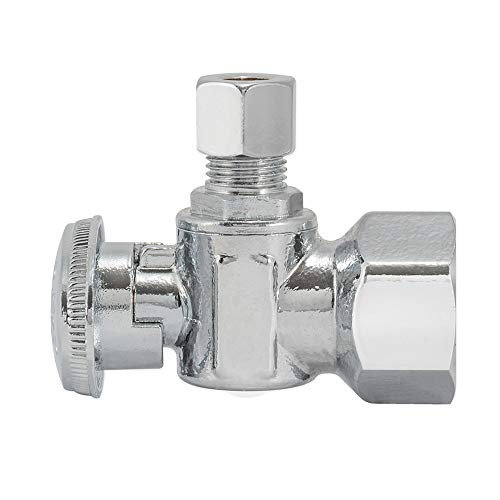 Image of Eastman 1 /2 inch FIP x 1 /4 inch OD Compression Quarter Turn Angle Stop Valve, Brass Plumbing Fitting, Chrome, 10732LF