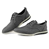 Men's Casual Dress Shoes - Comfort Canvas Casual Shoes for Men - Stylish Lace Up Derby Shoes - Dark Grey 10.5