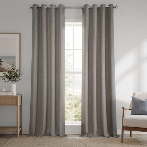 Image of HPD Half Price Drapes Grommet Linen Curtains 96 Inches Long Room Darkening Curtains for Bedroom & Living Room (1 Panel), 50W x 96L, Mink