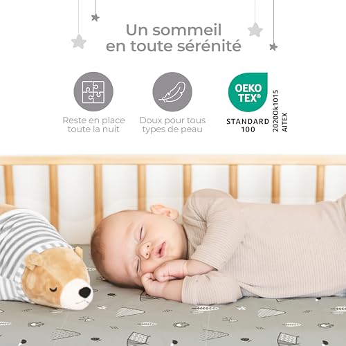 Drap housse 70x140 cm doux en coton pour protéger le matelas bébé - 6