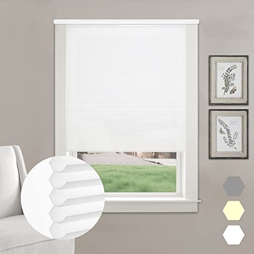Persilux Light Filtering Cellular Blinds For Windows (Misty White 30"X 64") Pleated Cordless Shades Room Darkening Uv Protection Honeycomb Roller Shades For Home, Windows And Bedroom #TOP22