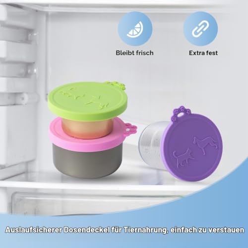 SLSON 4 Stück Tierfutter-Dosendeckel für Haustier Futteraufbewahrung Universal-Silikon-Dosendeckel für Dosenfutter für Hunde und Katzen,4 Farben
