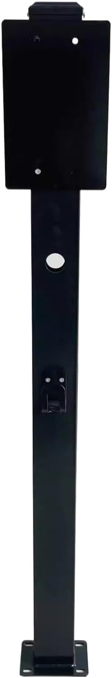 EV Charger Pedestal Stand with Back Panel & Hook - Durable Support Pole for Electric Vehicle Charging Stations, Wire Hole Compatible with Most Charging Piles (Black)