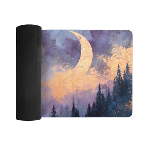 Image of Moon Tree Mountain Extended Gaming Mouse Pad, with Stitched Edges Large Mouse Pad Desk Protector, Rubber Base Mousepad Keyboard Mouses Mat for Work Game Office Home- 32 inch X 16 inch Inch