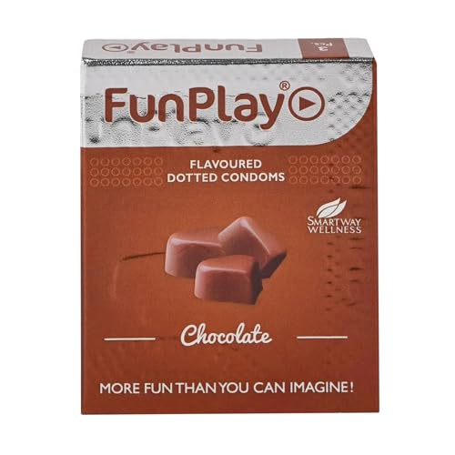 Image of Funplay Chocolate Dotted Condoms 3 PCS | Flavoured Latex Condoms with Dotted Texture | Pre-Lubricated Smooth Surface | Comfortable Fit | Travel Friendly Pack | For Men