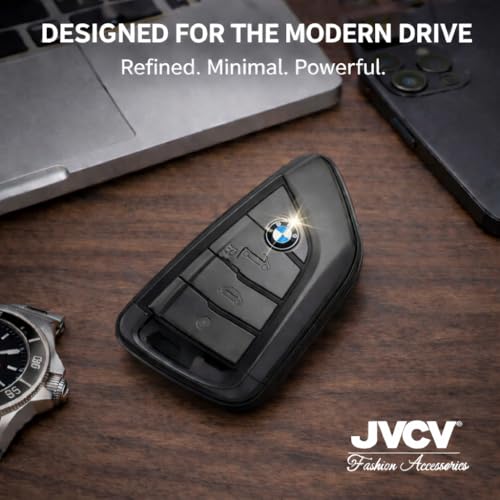 Image of JVCV Soft TPU Transparent Black Key Cover Compatible with BMW X1 X3 X5 X6 5 Series 6 Series 7 Series 4 Button Blade Smart Key | Anti-Scratch Slim Fit Case | Shockproof Protection (Transparent Black)