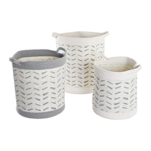 Panier gris coton DKD Home Decor ensemble haut de gamme 3 pièces