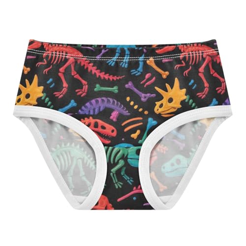 Joisal Colorful Dinosaur Skeletons Black Toddler Girls Underwear 2t Cotton Panties for Girl Personalized Undies Kids Briefs