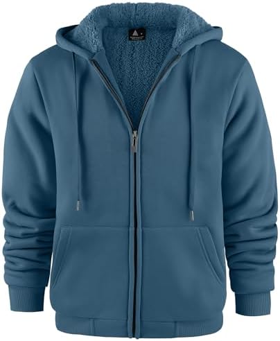 JACKETOWN Herren Kapuzenpullover Sweatshirt Reißverschluss Sweatjacke Gefüttert Hoodie Warm Fleece Winterjacke Teddyfutter Fleecejacke mit Kapuze
