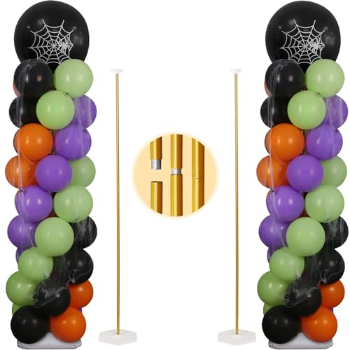 Image of TEKXYZ Gold Balloon Stand Set of 2, 1 to 5.25 Ft Adjustable Metal Balloon Column for both Floor Stand and Table Centerpieces