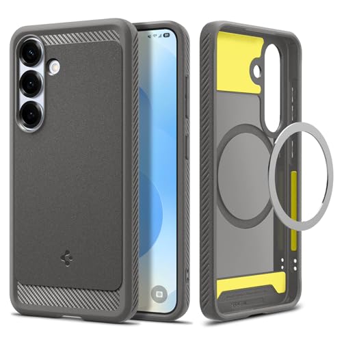 Image of Spigen Rugged Armor MagFit Designed for Galaxy S25 Case [Fast Wireless Charging /Magnet for Galaxy] (2025) - Marble Gray
