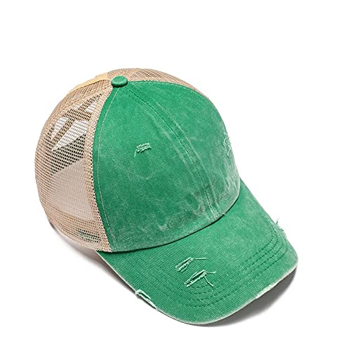 Criss Cross Ponytail Hat Washed Distressed Mesh Womens Baseball Cap Dad Hat Ponytail Hat For Women #TOP3