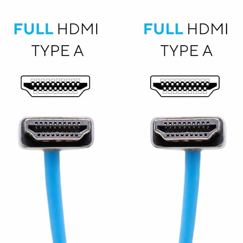Image of KONDOR BLUE 4K HDMI to HDMI Thin Long Straight Braided Cable for On-Camera Monitors, Capture Cards + More | 4K /60hz | 18Gbps 3D HDR MetaData | 2' Foot | Blue