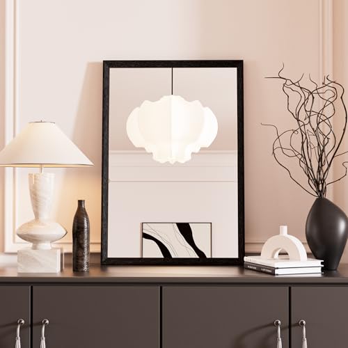 Snowdool Espejo de Pared Negro de, 45 x 65 cm con Marco Rectangular, Ideal para Colgar Horizontal o verticalmente, Ideal para vestidor, baño, Dormitorio y Sala de Estar