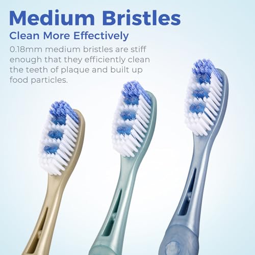 Image of Medium Toothbrushes for Adults, Whitening Toothbrush with Spiral Medium Bristles for Smoke Tea Coffee Stain, Deep Plaque Removal, Rounded Bristle Tips for Gentle Cleaning