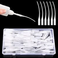 VooGenzek 100 Stücke 0.3mm Transparent Kunststoff Kleber Micro Tips, Kleber Extender Präzision Applikator, für Kunsthandwerk Hobby Projekte Labor Dispensing Klebstoffspender