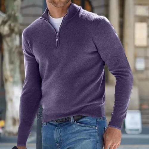 Pullover Sweaters for Men Slim Fit Zip Up Mock Neck Polo Sweater Fall Thermal Casual Long Sleeve Sweater Undershirt Top2