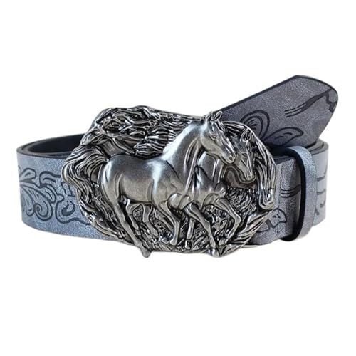 Waist Belt Punk Chain for Stylish Cowgirl Carved Horse Buckle Retro Floral Buckle Waist Chain Belt4