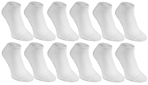 Rainbow Socks - Hombre Mujer Calcetines Cortos Colores de Bambu - 6 Pares - Blanco - Talla 36-38