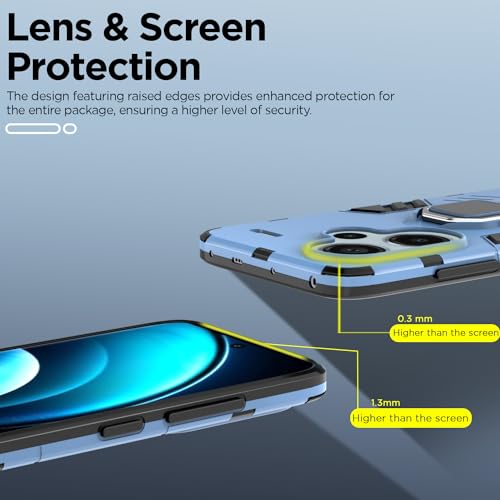Image of Pikkme Redmi Note 13 Pro Plus 5G Back Cover | D5 Tough Armor Bumper | 360 Protection Case | Ring Holder Stand Case for Redmi Note 13 Pro Plus 5G (Blue)