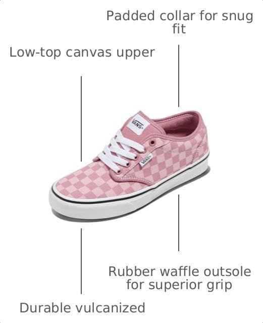 Image of Vans Women's Atwood Shoe, Tonal Check Rose, 8 | Casual Shoes