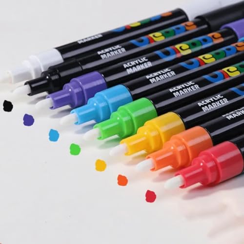 Image of Corslet Big Capacity Acrylic Marker Pens Set of 12 Colors, Water Based Paint Markers with Opaque Quick Dry Ink, Multi Surface Acrylic Pens for Rock Painting Canvas Glass Wood Ceramic Diy Art & Craft