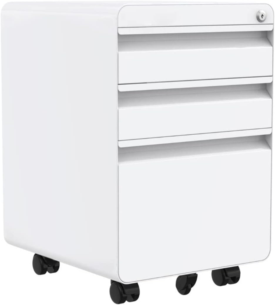 FLEXISPOT Office Wagon Rolling Office Desk Side Wagon 3-Tier Document Cabinet Document Case CB2W (White)