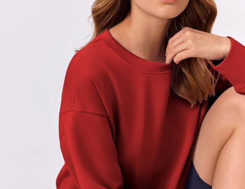 PINSPARK Soft Crewneck Cropped Sweatshirt for Women Long Sleeve Relaxed Lightweight Basic Crop Tops 20253