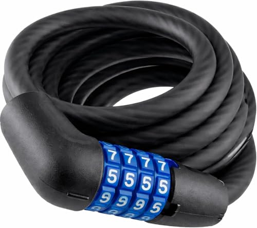 Topolenashop Lucchetto Bicicletta e Monopattino con Combinazione – Cavo Acciaio 12mm Rivestito PVC, Antifurto per Bici, Scooter, Monopattino Elettrico e Attrezzature (65346)