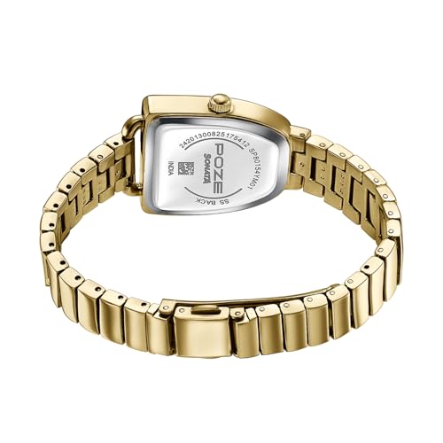Image of Sonata Poze 7 Analog Silver Dial IPG Alloy Strap Watch for Women - SP80154YM01W