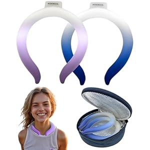 2 Pack Neck Cooling Tube with Insulated Bag – Reusable Ice Ring Neck Cooler Indoor Outdoor – Wearable Cooling Wrap – Relief for Summer and Hot Flashes – Ice Ring Freezes Under 64℉(Purple+Blue)
