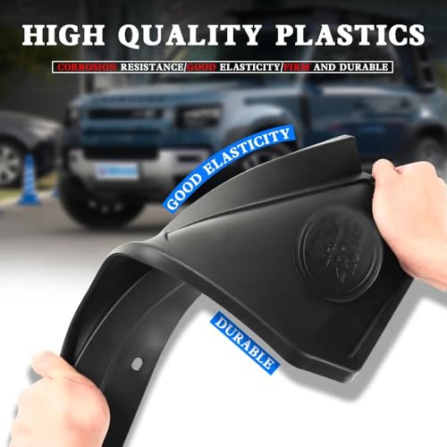 Image of 4PCS Widened Tire Mud Flaps Splash Guards for Landrover Defender 90 /110 2020-2023, Vehicle Wheel Protector Mudflaps Exterior Accessories (Bright Black)