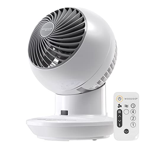 IRIS USA WOOZOO Air Circulator Fan with Remote, Oscillation, 3 Speeds, 52ft Max Air Distance, Adjustable Tilt, Quiet Motor, Small Fan for Bedroom, Office, Dorm, White