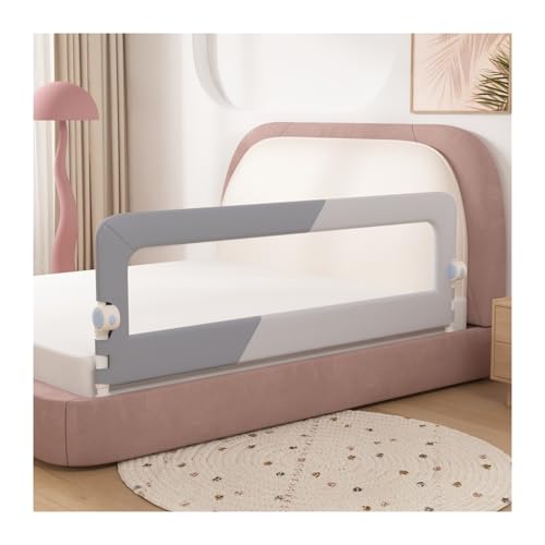 XULOEGYUNE Barandilla para cuna de bebé, superficie de malla plegable, fácil de instalar sin perforar, adecuada para dormitorios y hoteles (doble gris, 200 cm)