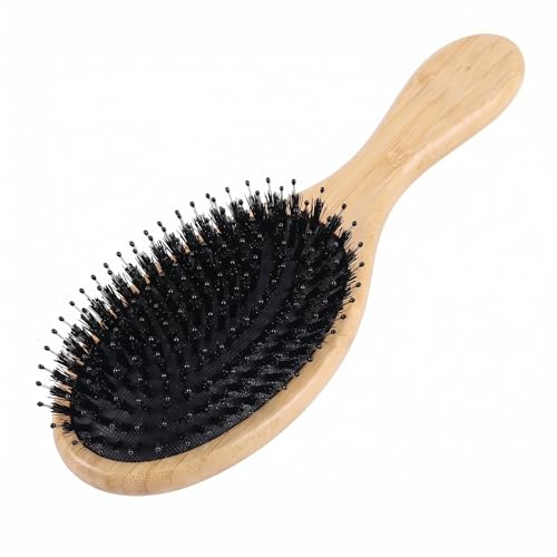 Roypad ヘアブラシ 豚毛で整える 頭皮マッサージとツヤ髪ケア 竹製ハンドルで手になじむ 毎日のヘアケア レディース 誕生日プレゼント 母の日 - Roypad - 商品画像