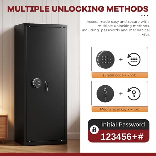 Image of Bonusall 12-15 Rifle Safes Large Rifles Gun Safes for Rifles and Shotguns, Long Gun Safe for Rifles and Pistols Quick Access with Lockable Box - Black