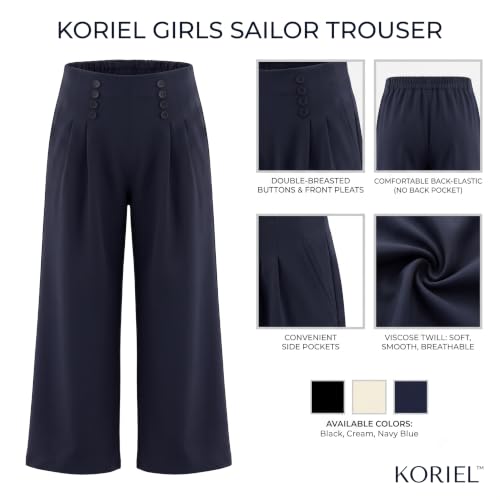 Image of Girls Straight Fit Trousers | High Waisted Wide Leg Pants for Kids