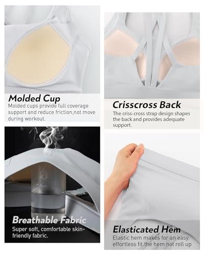 Image of RUNNING GIRL High Impact Sports Bras for Women - Scoop Neck Strappy Sports Bra High Support Moulded Cup Workout Bra