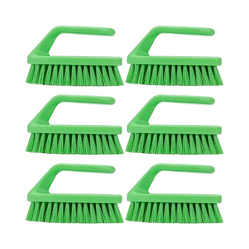Image of SPARTA Scrub Brush with Iron Shaped Handle and Stiff Bristles, Heavy Duty Scrubber Brush for Kitchen, Bathroom, Shower, Tile, Sink, Carpet and Bakepans, Polypropylene, 6 Inches, Lime, (Pack of 6)