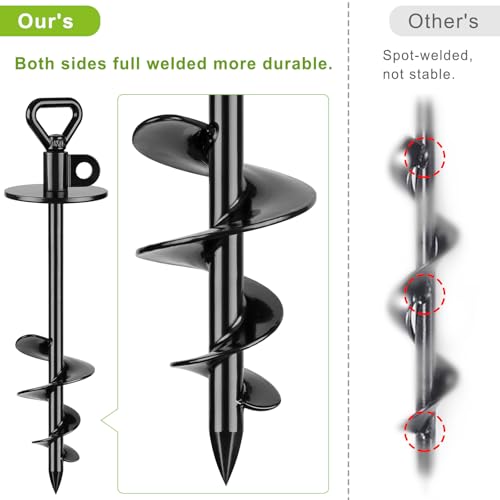 SELEWARE Dog Tie Out Stake Outdoor Anti-Rust Ground Anchor für große Hunde bis zu 220 lbs, Free Swivel Dog Stake Dog Camping Gear Twist Rod Included